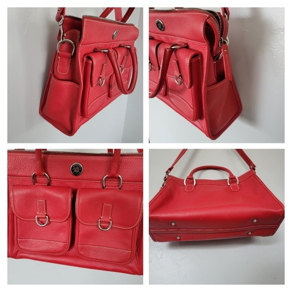 Dooney & Bourke Red Pebbled Leather Tote Bag Crossbody Purse Wallet - Picture 11 of 12